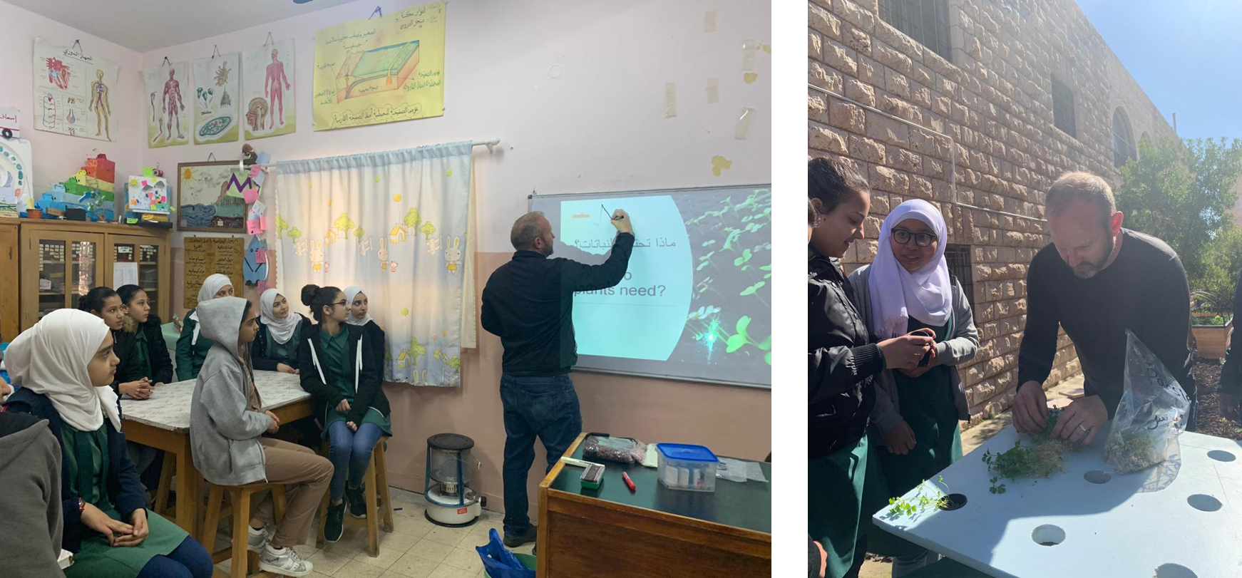 Images of a training session in hydroponic planting carried out in the school by Kevin Schiltz, who is one of the planting consultants that CSBE has worked with on its urban agriculture project.