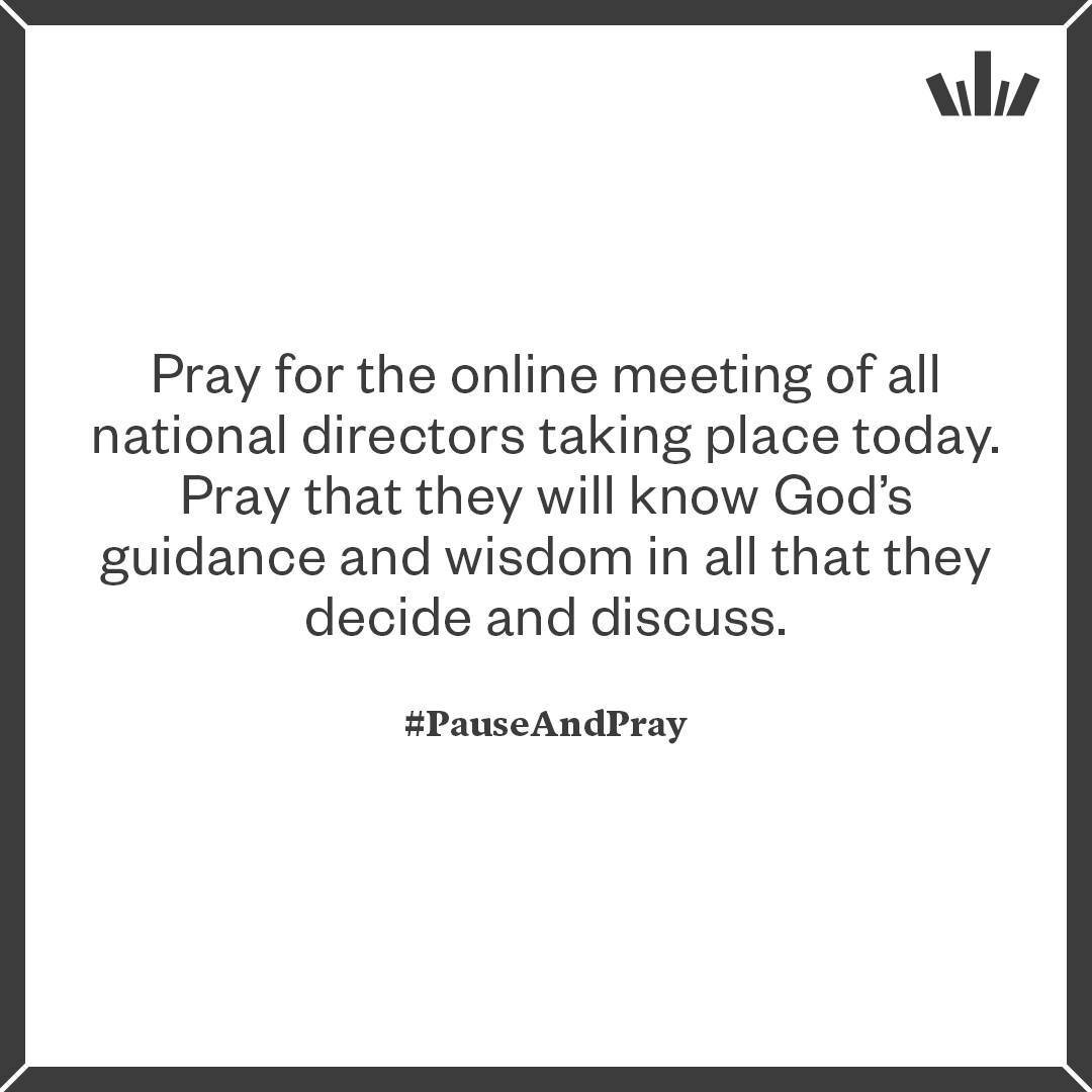 #PauseAndPray: Pray for the online meeting of all national directors taking place today (16th April). Pray that they will know God&rsquo;s guidance and wisdom in all that they decide and discuss.
#prayer #prayerrequest #bible #biblestudy #InductiveBi