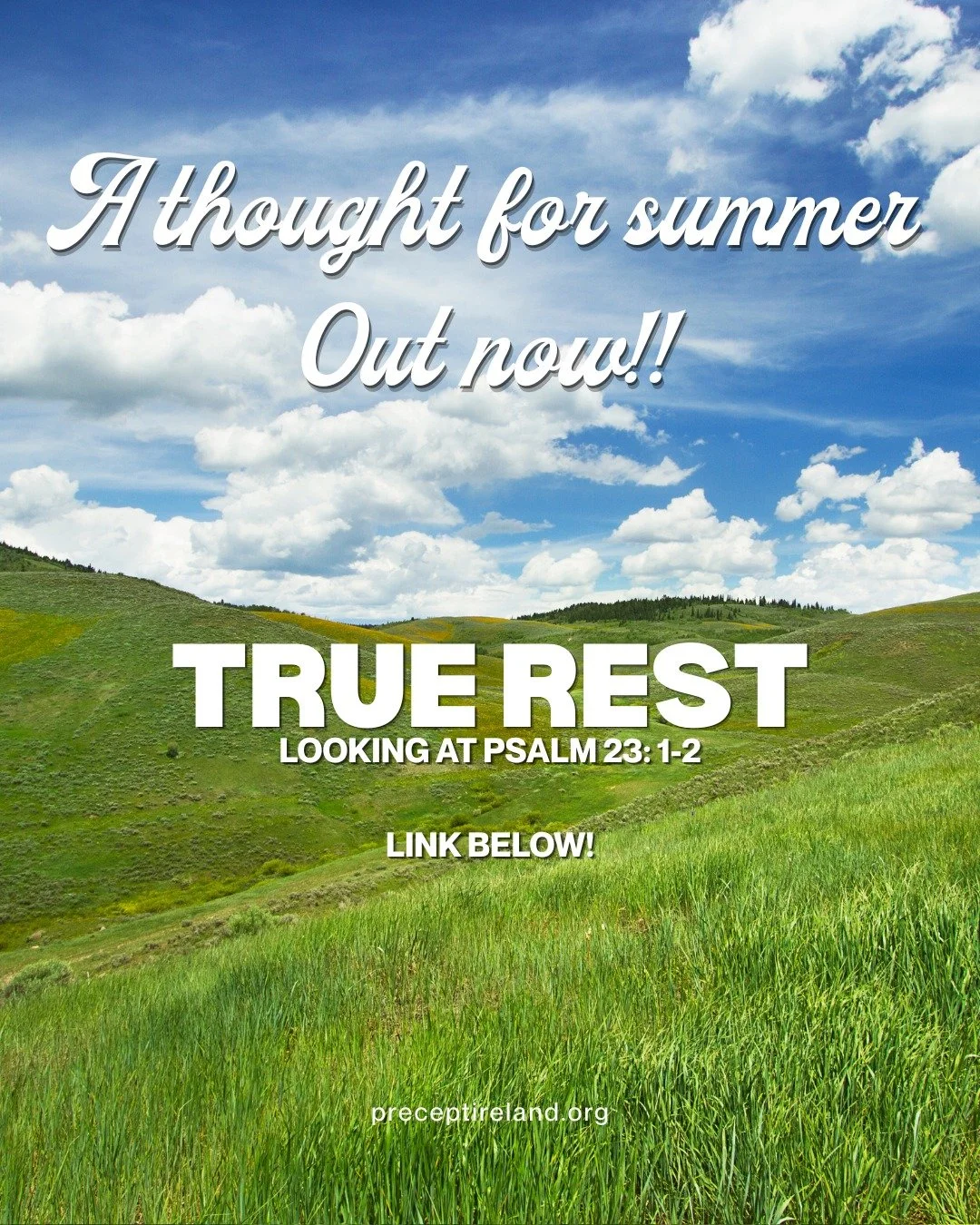 Rest is important, and Psalm 23 shows us it isn&rsquo;t simply a break from work or routine but that resting is actually a gift from God and it has a purpose. Read this thought from our National Director Dave. Linked Below!!

https://preceptireland.o