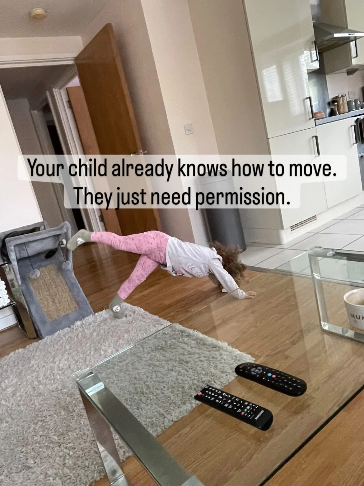 Animal moves for kids start with play. It's great when a parent sends you visual feedback like this, my cards are doing what they were designed to do. Giving kids permission to have fun with movement.

These cards turn living rooms into movement spac