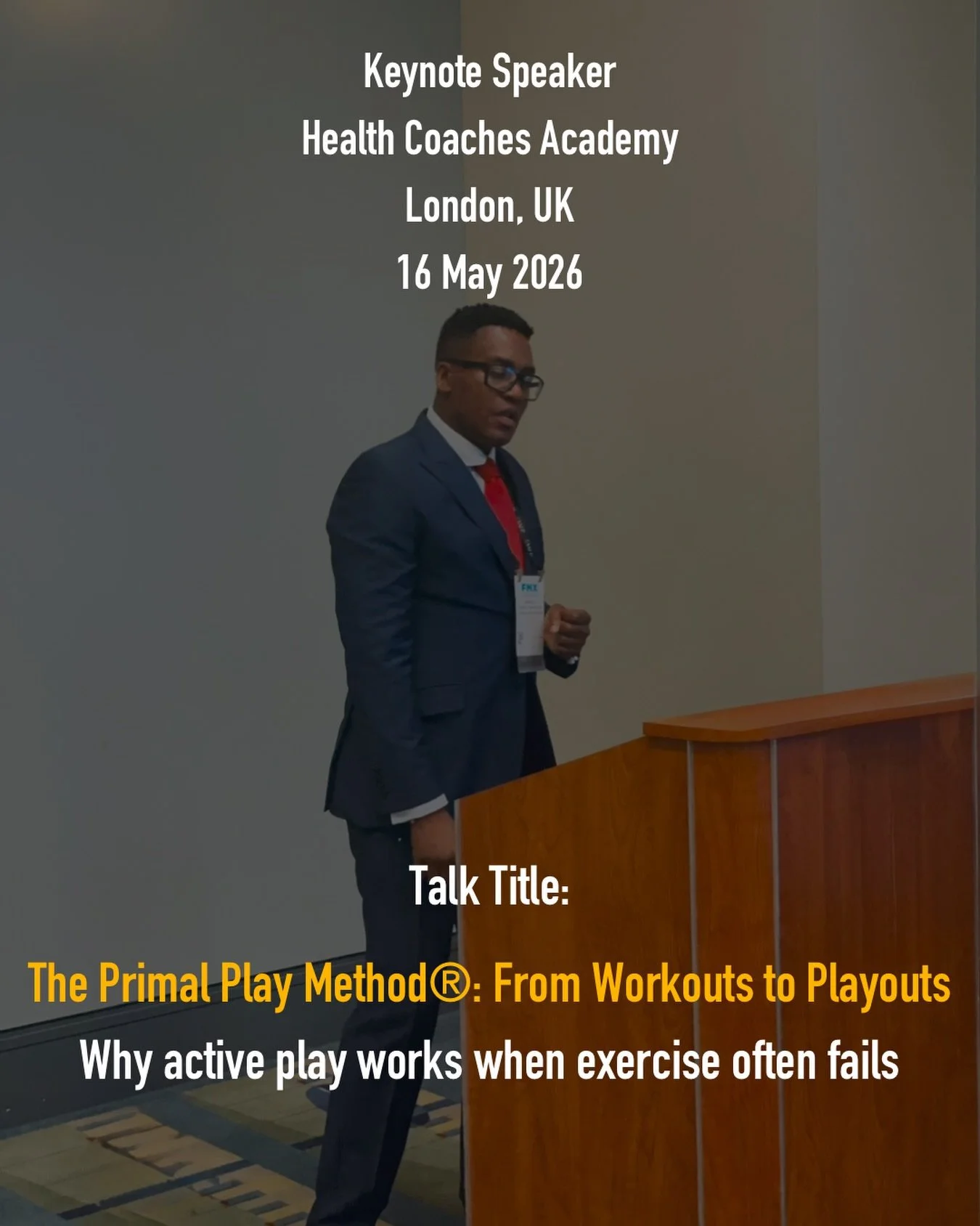 Today I&rsquo;m keynote speaking at the Health Coaches Academy Live Event in London.

For years we&rsquo;ve told people to &ldquo;exercise more&rdquo; while designing lives that make movement harder, less enjoyable, and difficult to sustain.

Health 