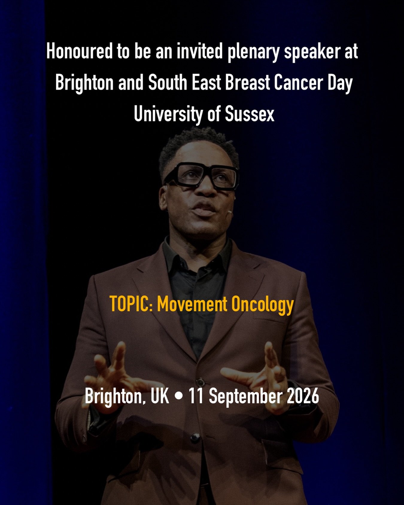 There are some speaking invitations that carry extra meaning.

On 11 September, I&rsquo;ll be speaking at the Brighton and South East Breast Cancer Day, sharing my work on Movement Oncology with NHS professionals working across breast cancer care.

F