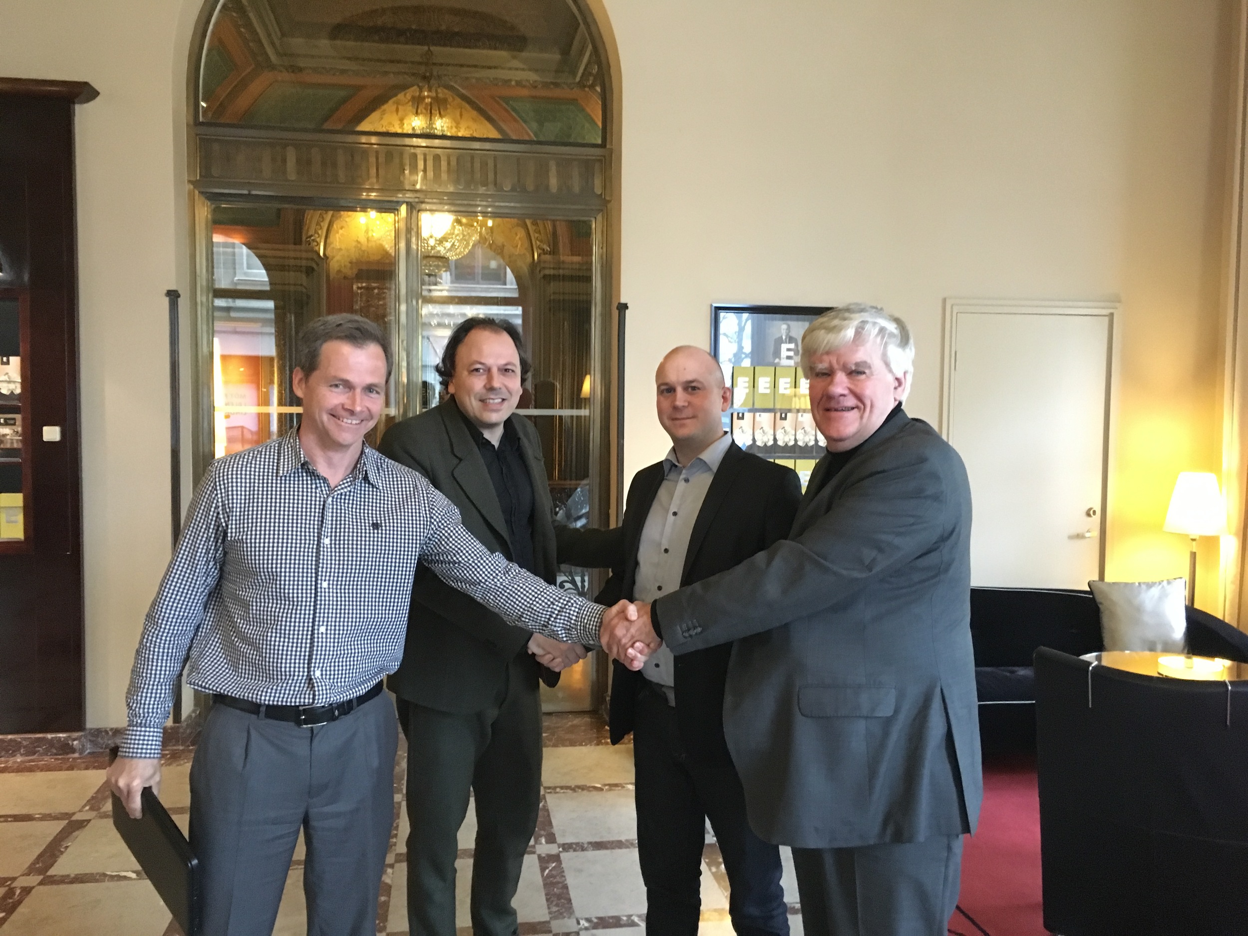 From left to right: Josep Pou Witty : Infor Practice EMEA – Sales at Ciber, Patrik Hallberg : Infor Practice EMEA – Delivery at Ciber, Fredrik Johansson : Managing Director, Sweden at Ciber & Bert-Olov Bergstrand : Sales and Marketing Director at eCraft.