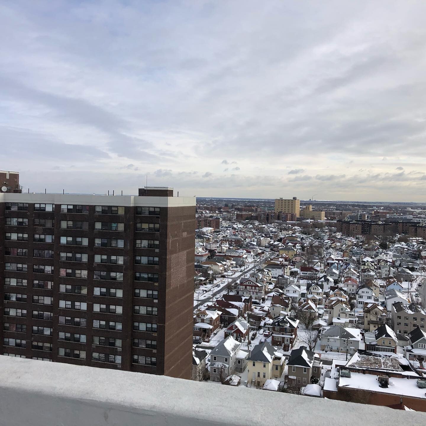 Winter wonderland at our roof replacement job for 20 story building. #BAprojects #newyork #longisland #roof #rooftop #architect #construction #views #winter #snow #florida #floridalife