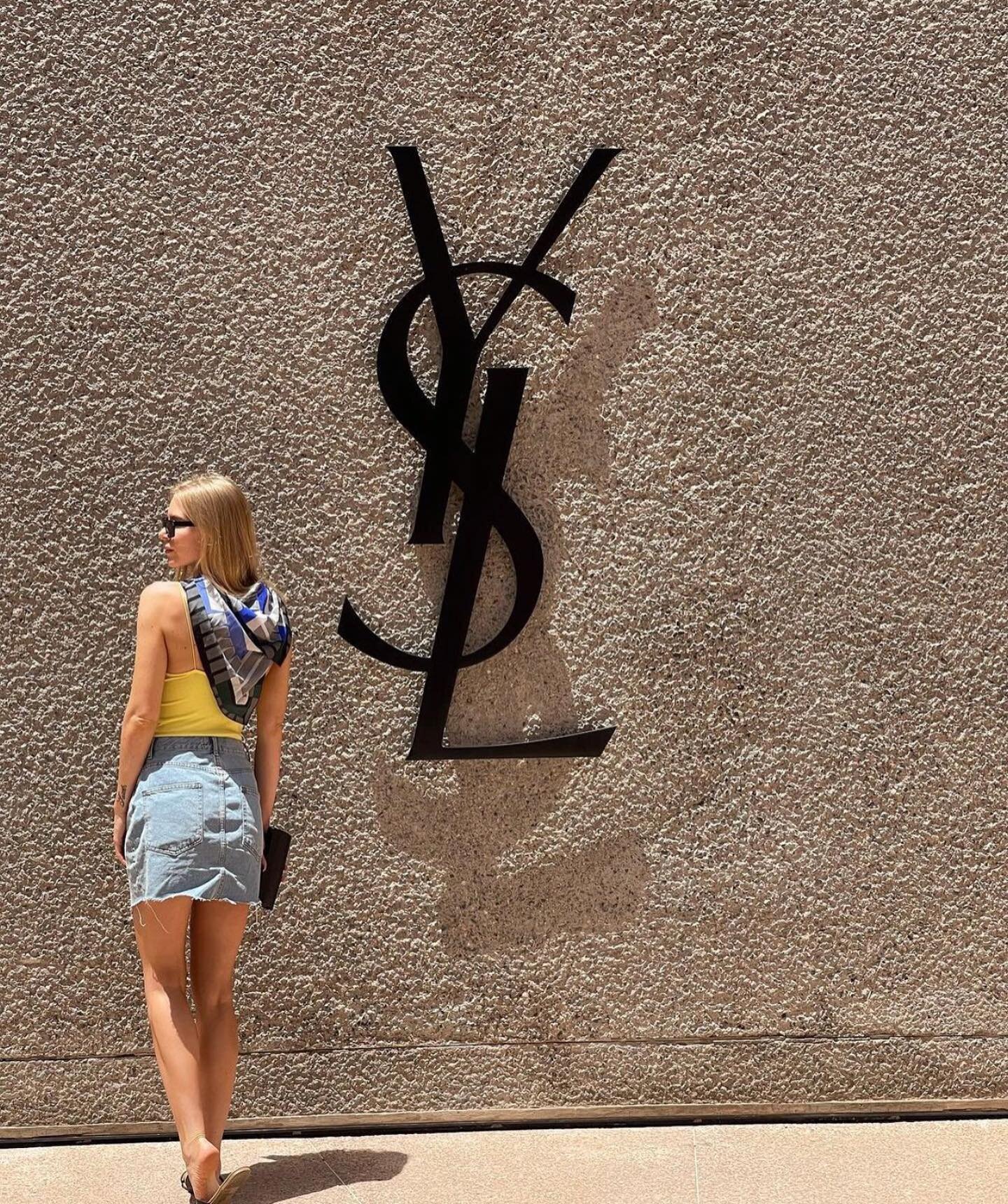 1970 Silk scarf on location at the Yves St Lauren Museum in Marrakesh worn beautifully by @rebekkamikkola 🌞