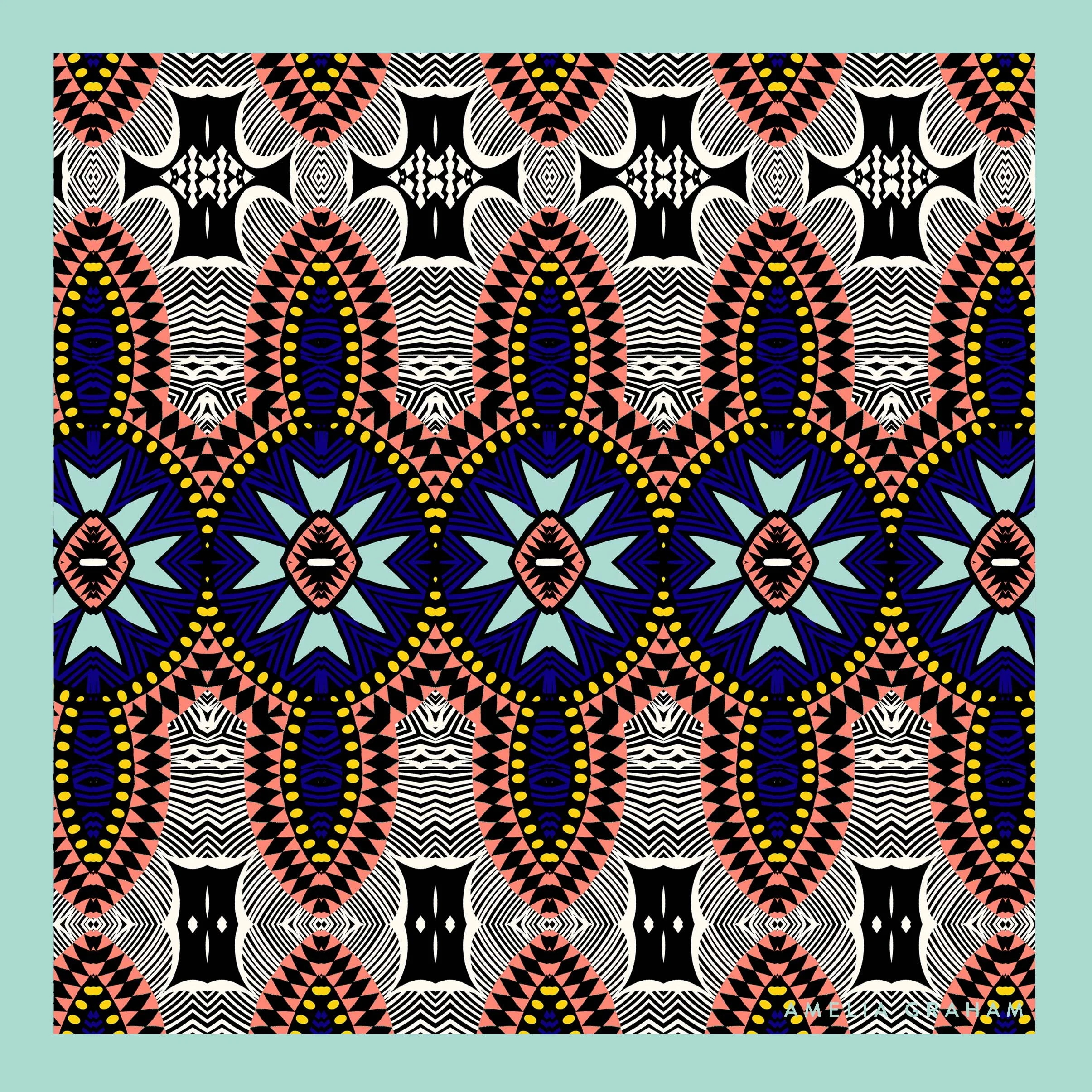 1960  Print Silk neck Scarf