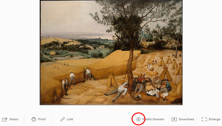 Image of The Harvesters by Pieter Bruegel the Elder (1565), as it appears at http://www.metmuseum.org/art/collection/search/435809