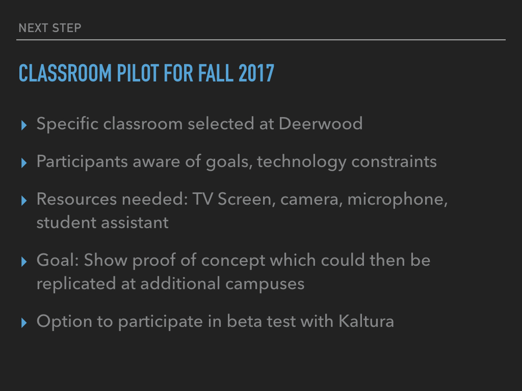 Pilot Project Fall 2017