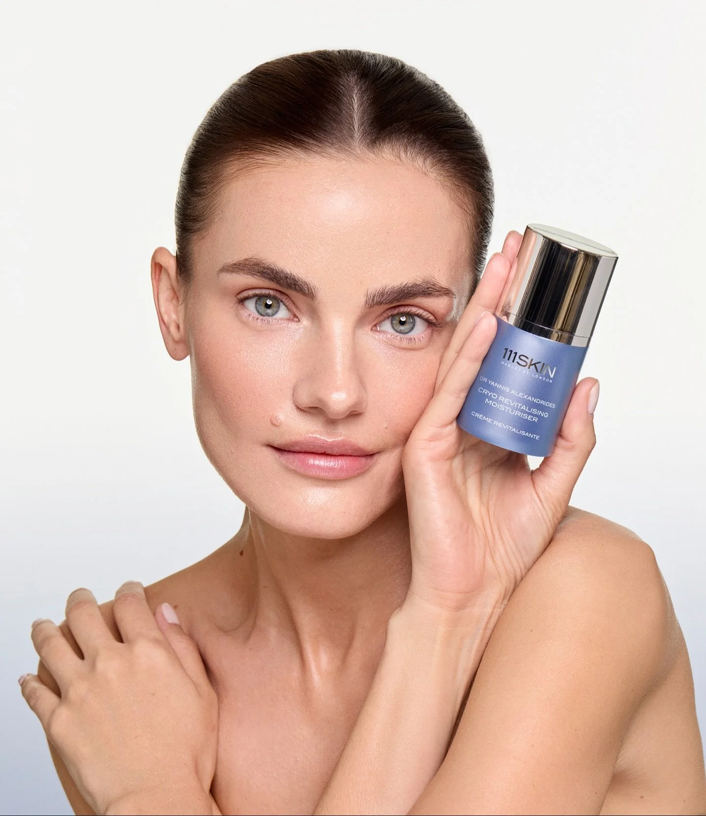 🧊🩵 @111skin Cyro Revitalising Moisturiser Campaign 
#MODEL @ada.wrzesinska 
#MUA @danibastosbeauty 
#HAIR @bydaniellelaverty 
#PHOTOGRAPHER & #RETOUCH @sarahbrownphoto 
#beautyphotography #studiophotography #macrobeauty #beauty #londonphotogra