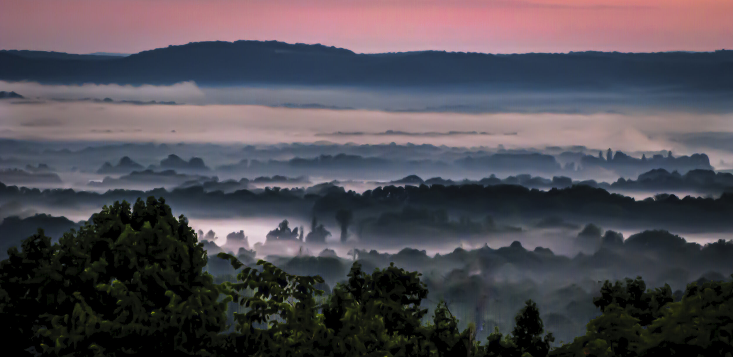 FOG IN THE VALLEY BEFORE SUNRISE