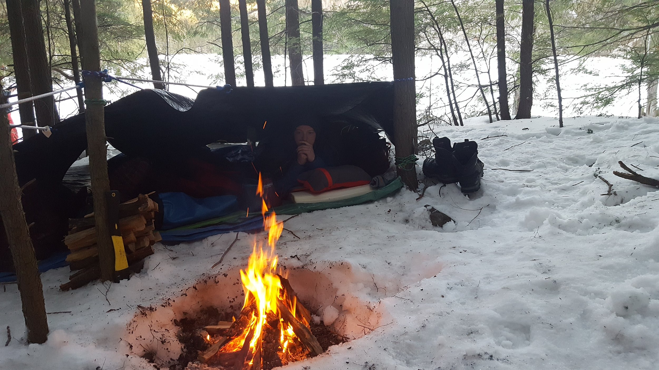 Feeling pretty warm in our cold tent