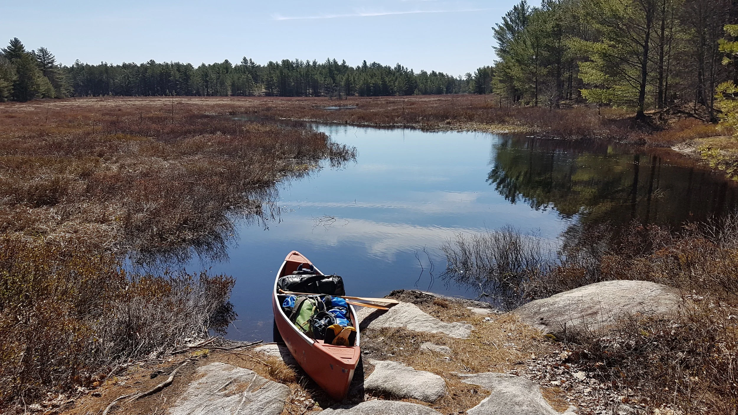 End of portage from Serpentine Lake to the creek leading to Copper Lake