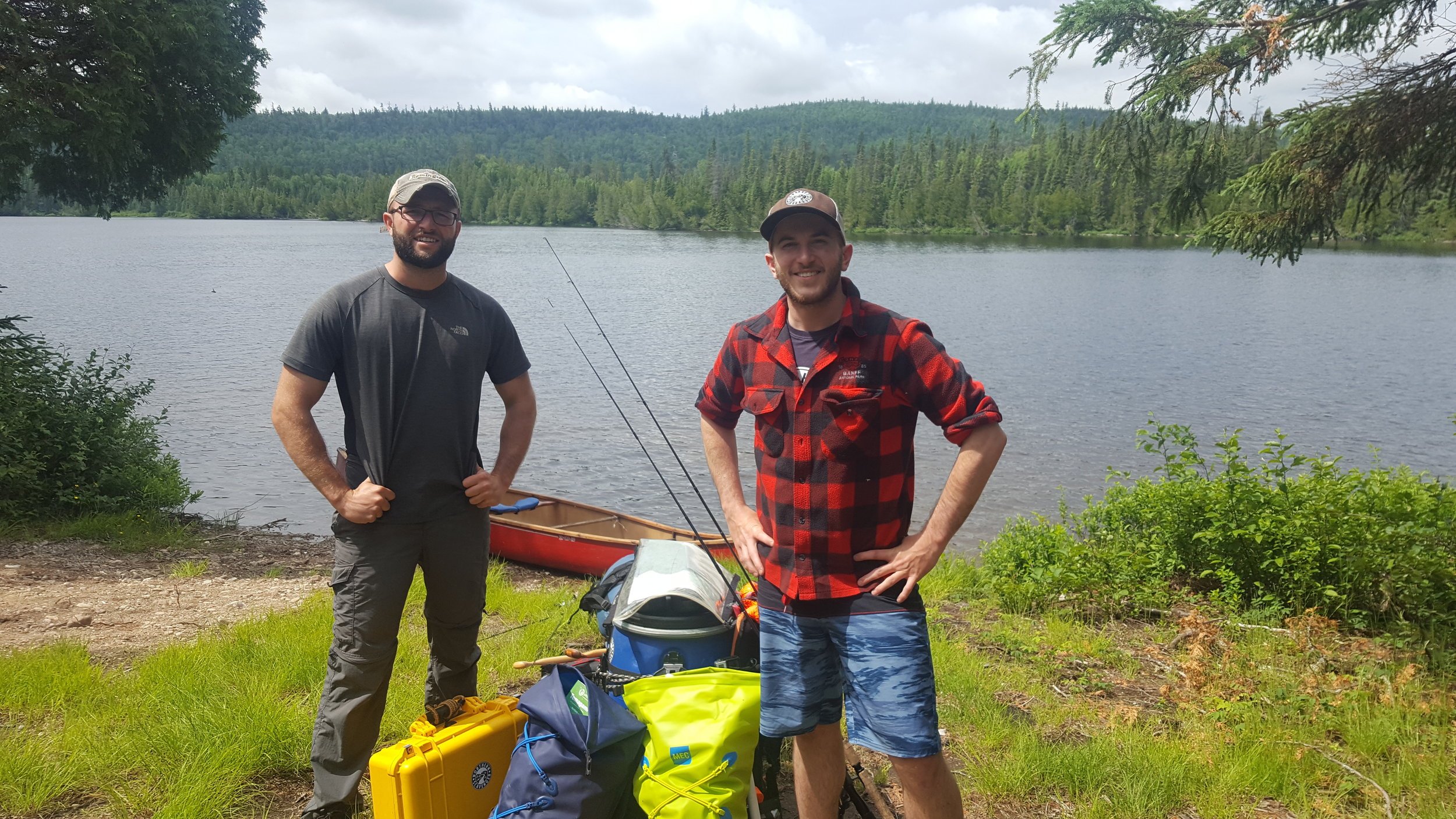Noah and Alex at the Gamble Lake Access Point in Temagami