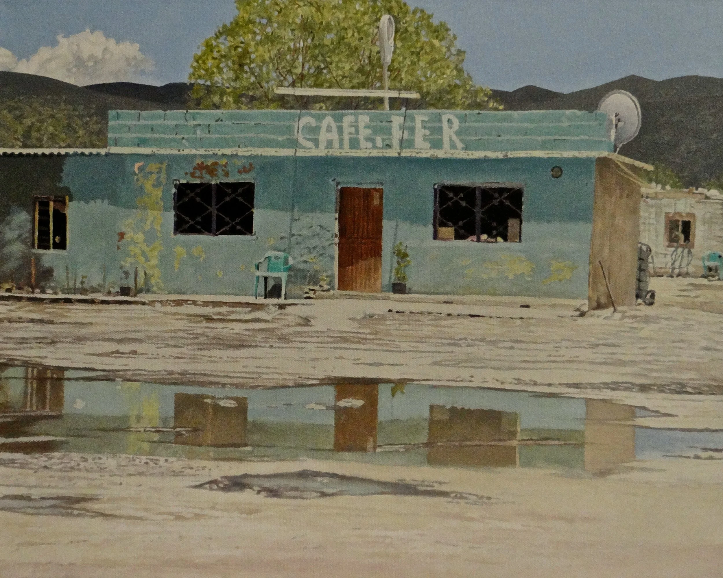  "Cafe Fer" 2017, oil on cotton, 16" x 20" 