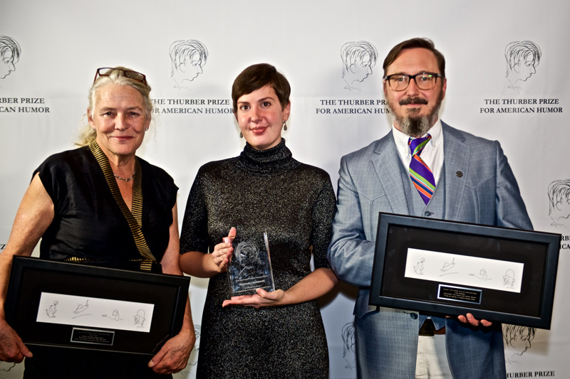 2018 Thurber Prize finalist Jenny Allen, winner Patricia Lockwood, and finalist John Hodgman