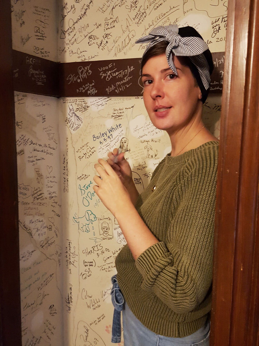  Thurber Prize winner Patricia Lockwood signs the Thurber House closet 