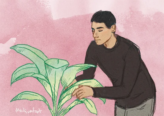 5'7" or so. hooked nose, dark eyes, dark clothes. the softest hands in the universe. (by sarah baker )