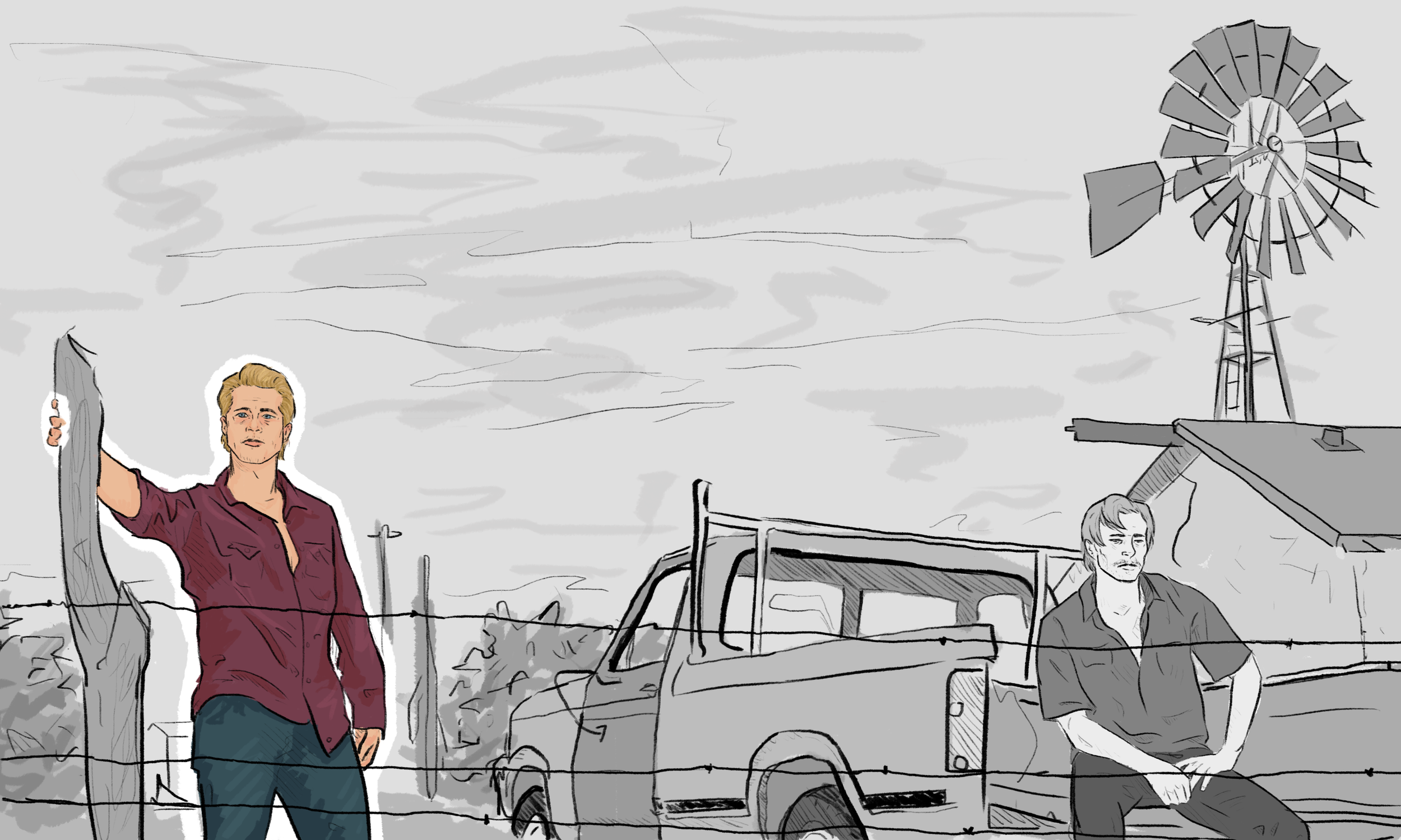 Hell or High Water Concept illustration of Brad Pitt as Tanner in Hell or High Water