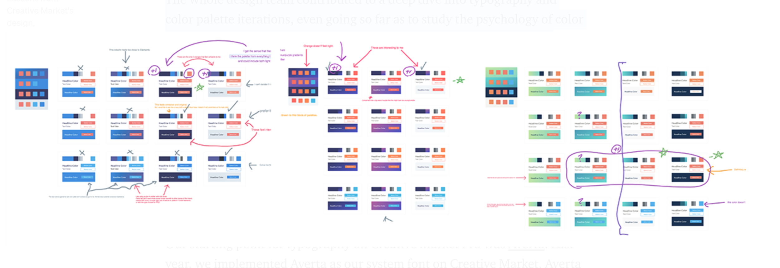 Some of the colorways we iterated on for Creative Market Pro