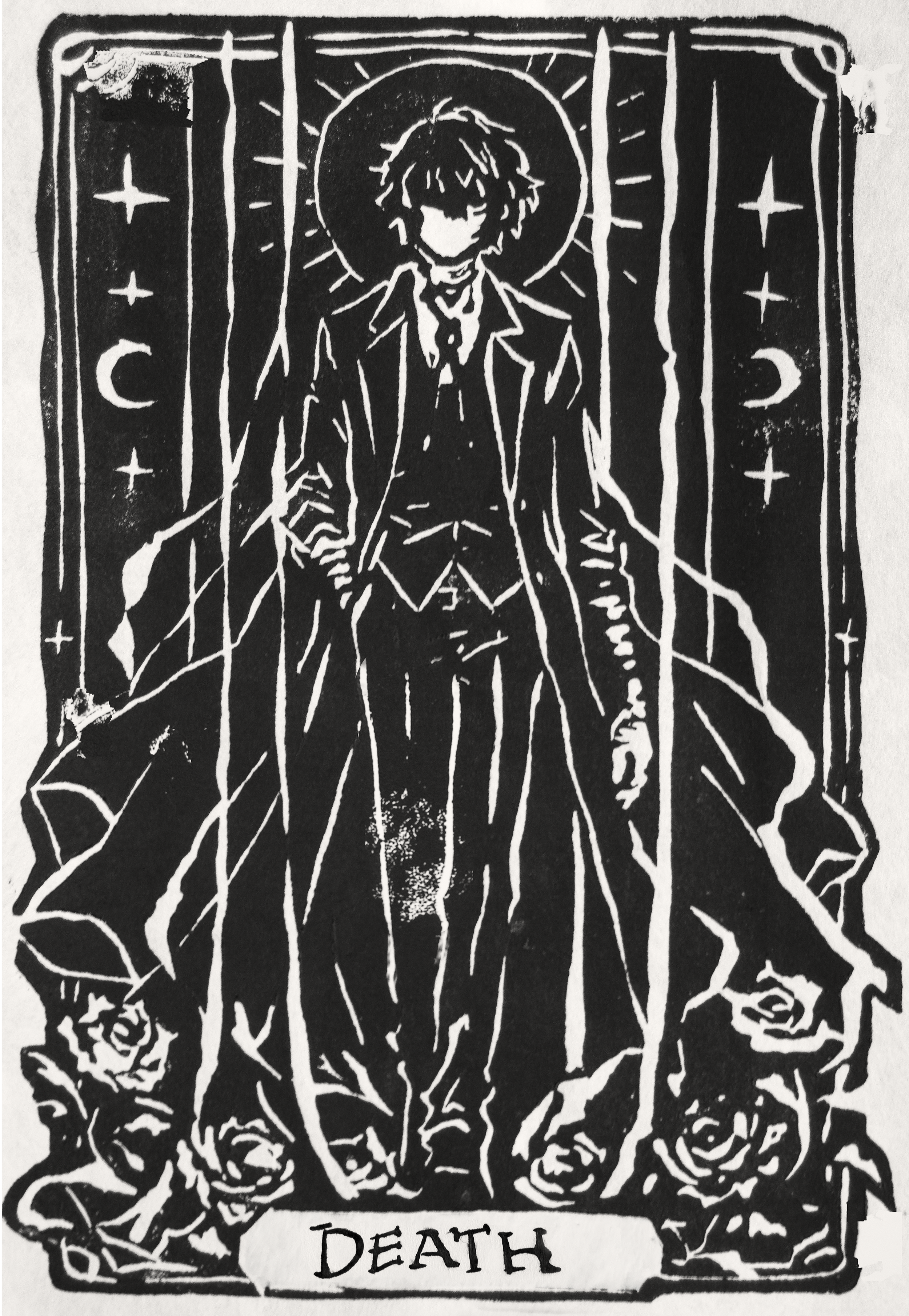 DEATH - Dazai - Anime Tarot Series - 4x6 Linocut