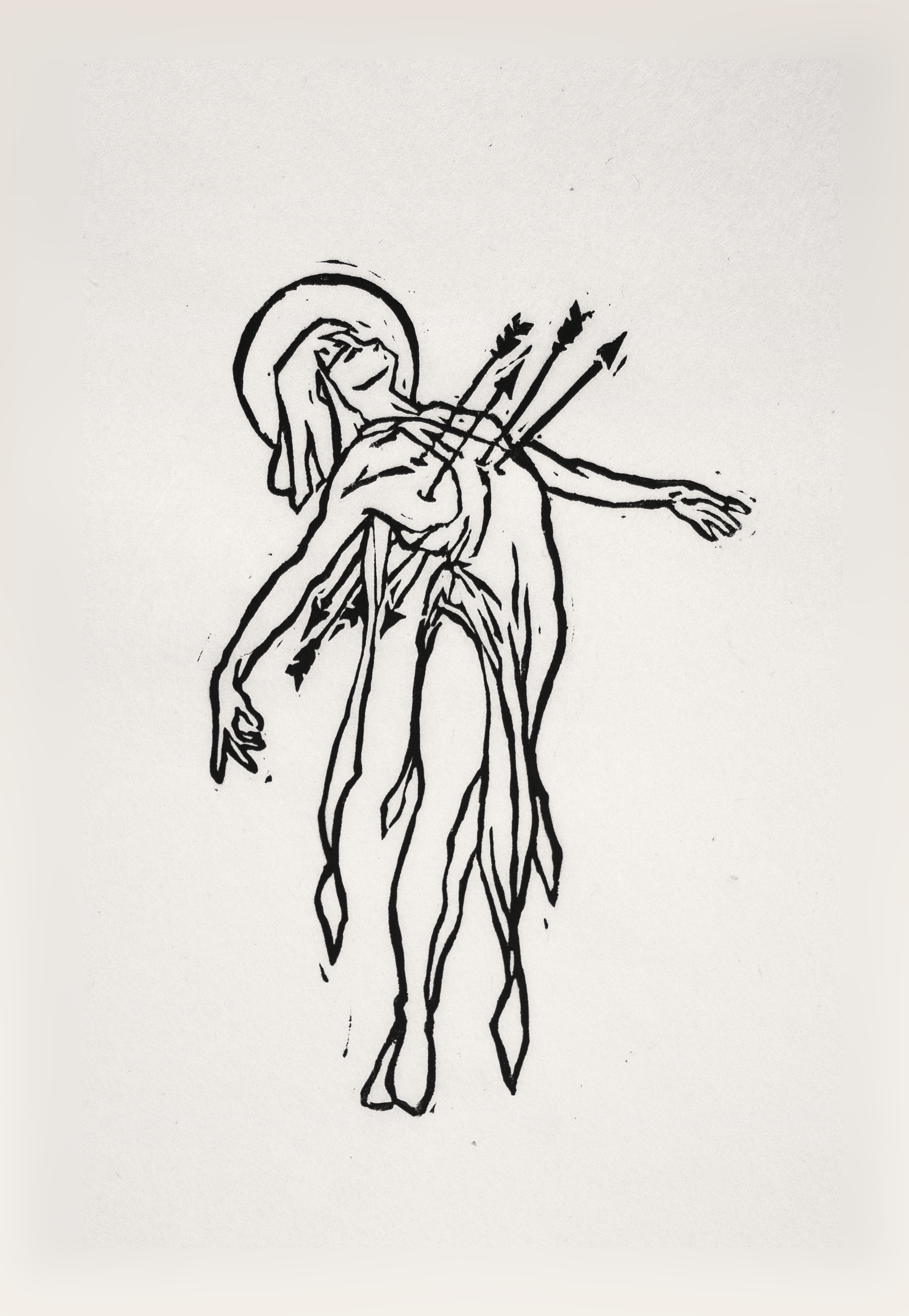 Falling From Love - PARADOX series - 9x12 Linocut limited run