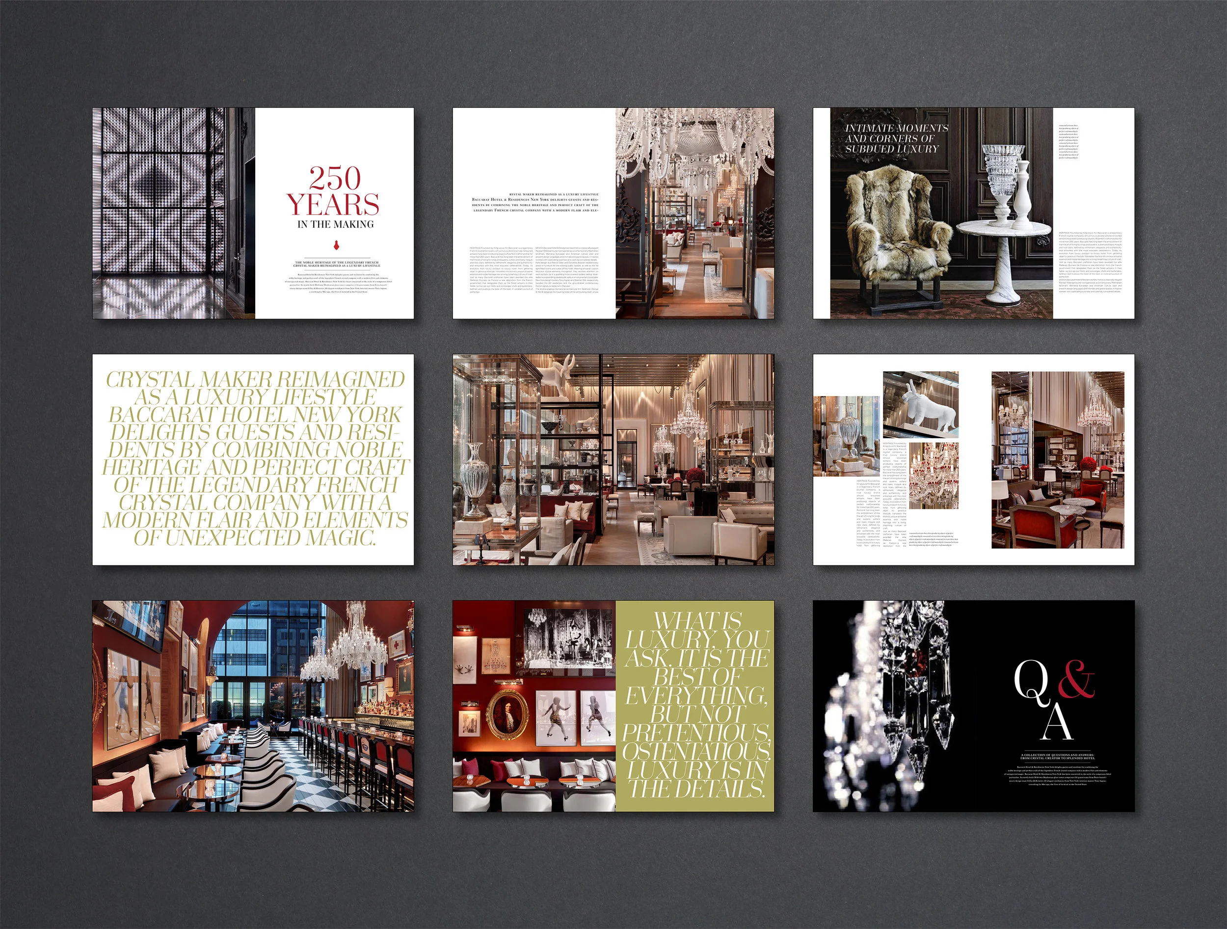 Baccarat Brochure introducing the hotel