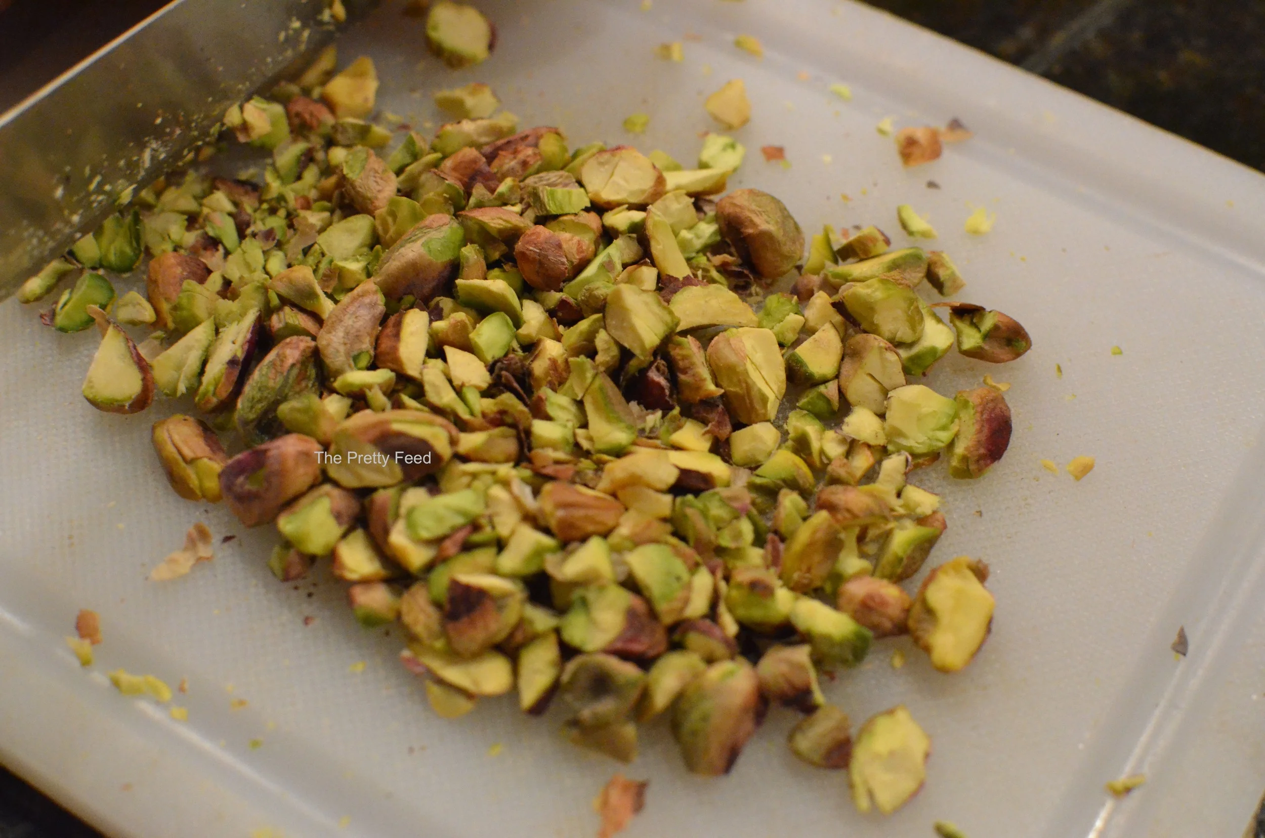 Chop the pistachios.