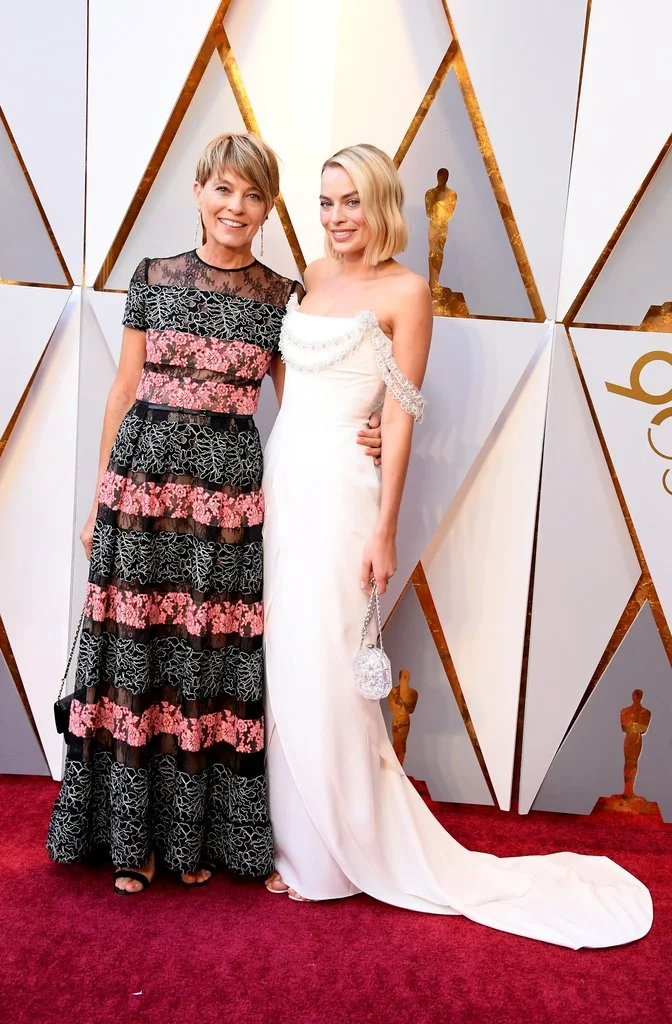 Margot Robbie wearing Chanel with her beautiful mom 