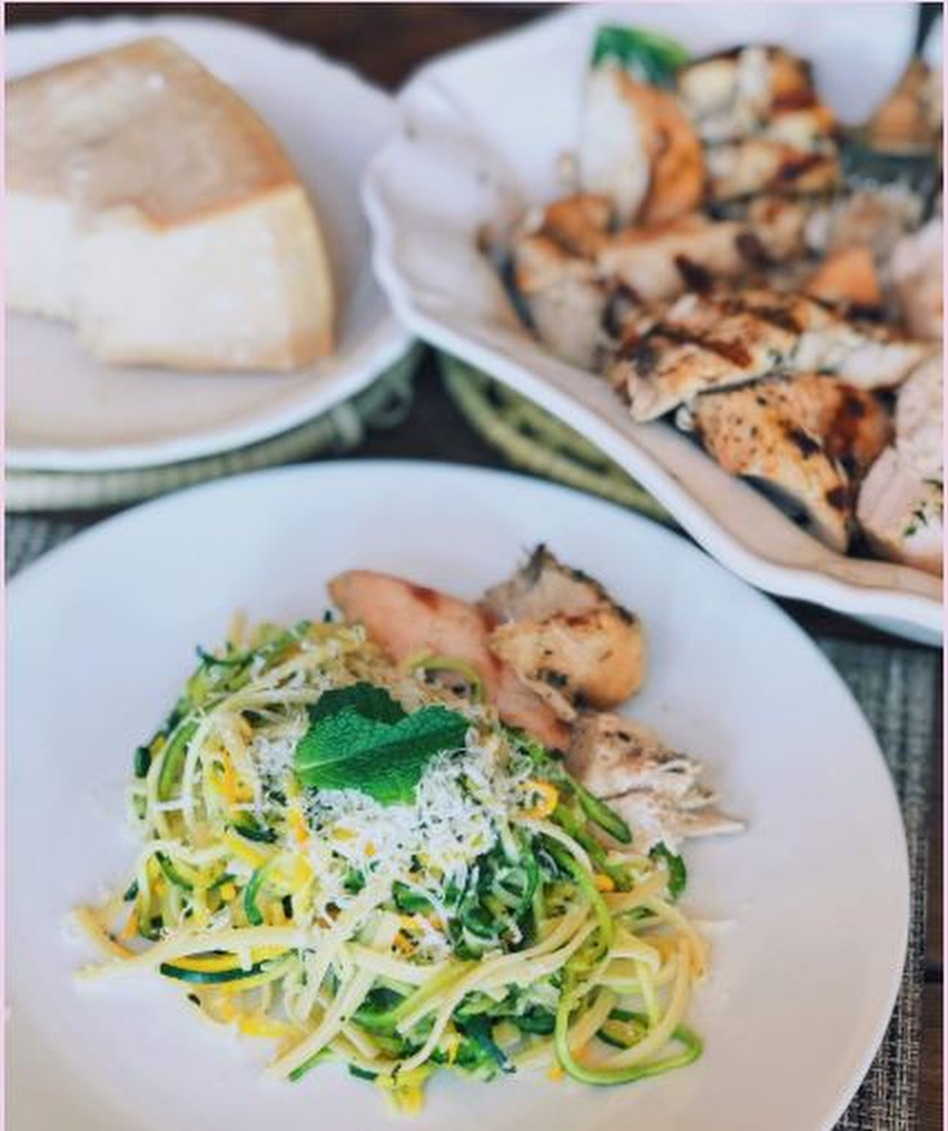                                    Lemon Mint Three Noodle Pasta with Roasted Chicken