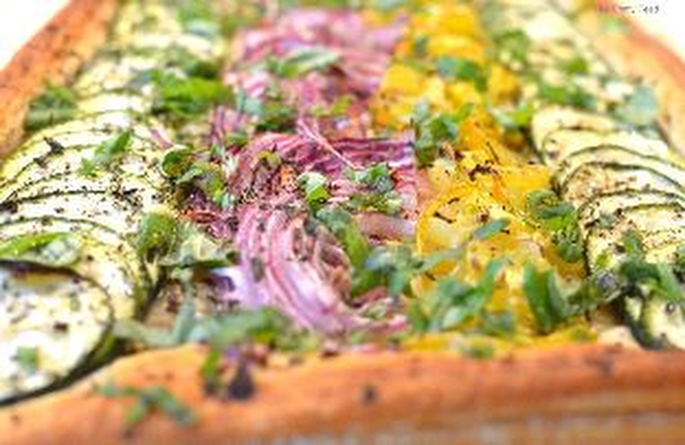                                                       Puff Pastry Topped With Veggies