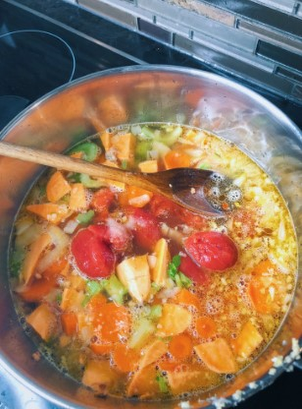                                                  Chorizo, Kale, Sweet Potato Soup