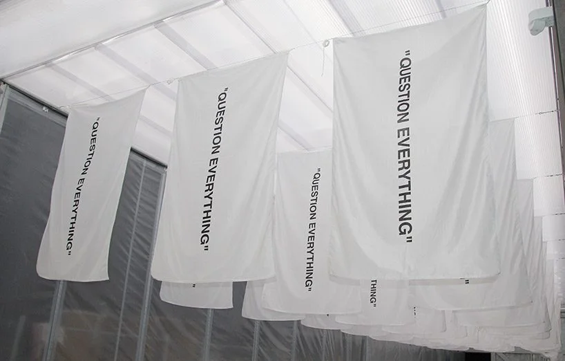 “question everything” by virgil abloh image © designboom
