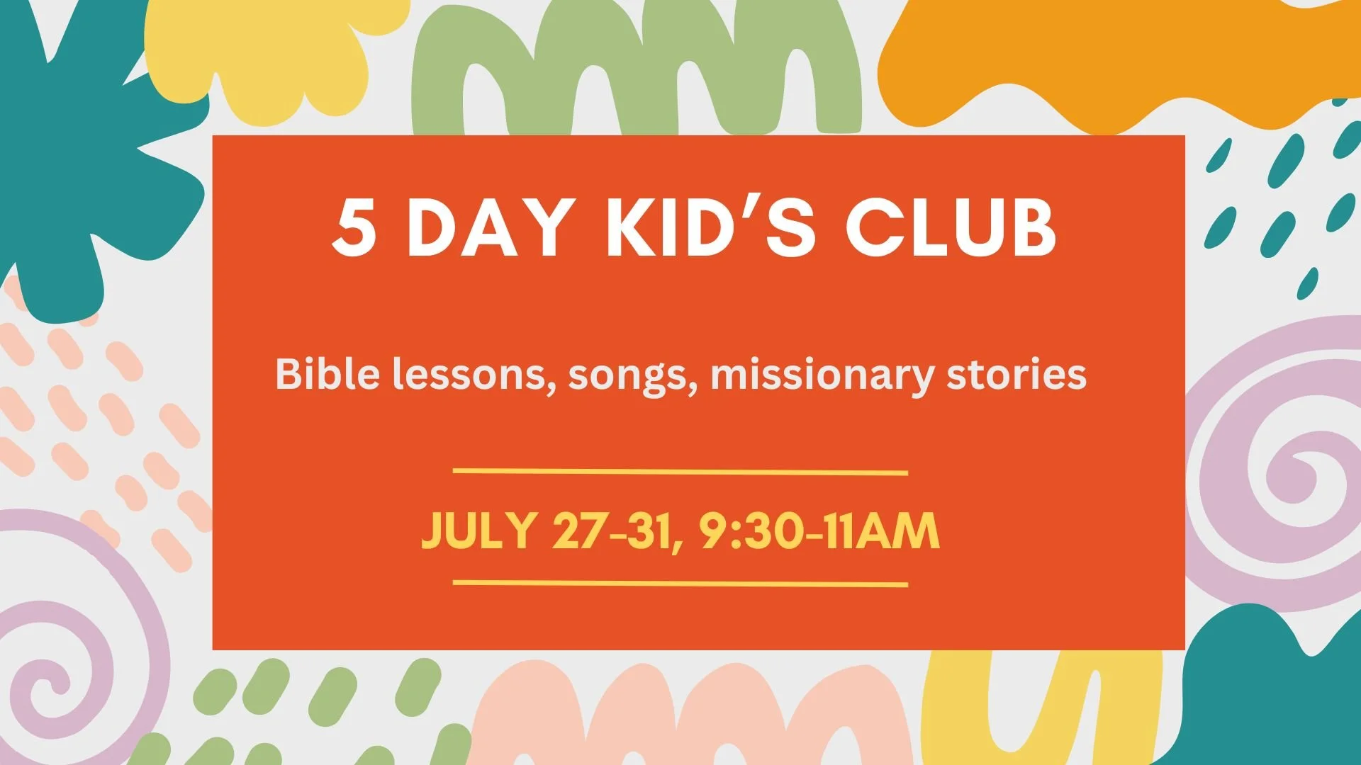 5 Day Kid's Club Summer Camp