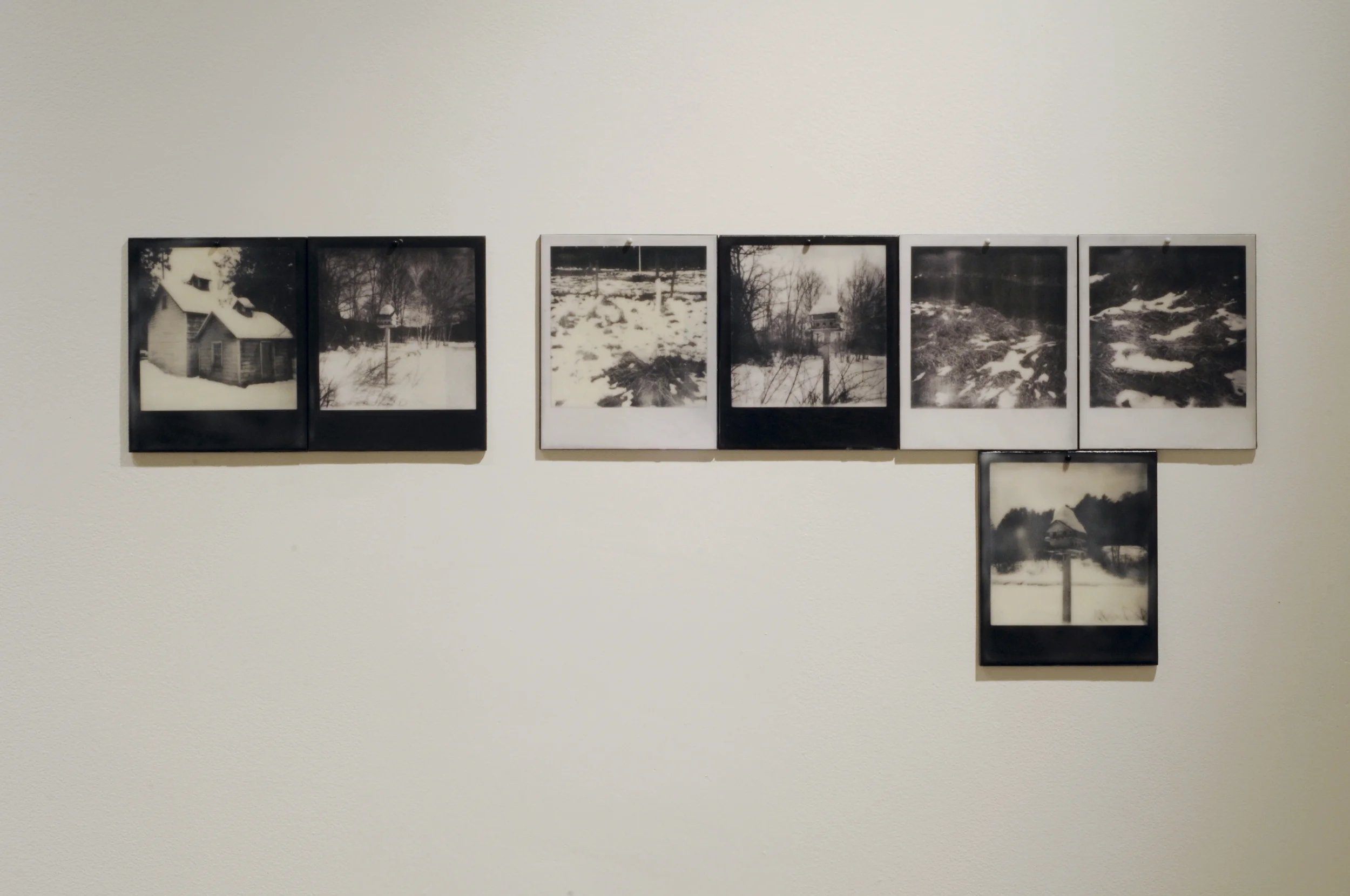 Reverse Migration , part 6 of 6, pigment prints on painted panel with encaustic medium, dimensions variable, 2014-15