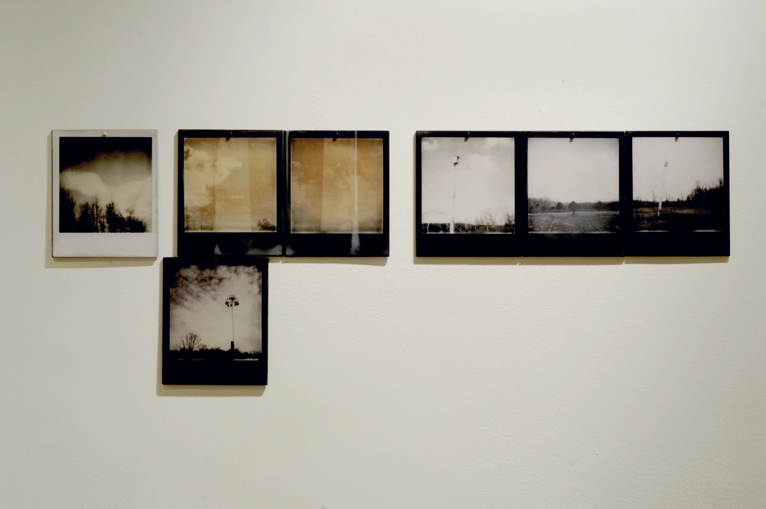 Reverse Migration , part 3 of 6, pigment prints on painted panel with encaustic medium, dimensions variable, 2014-15