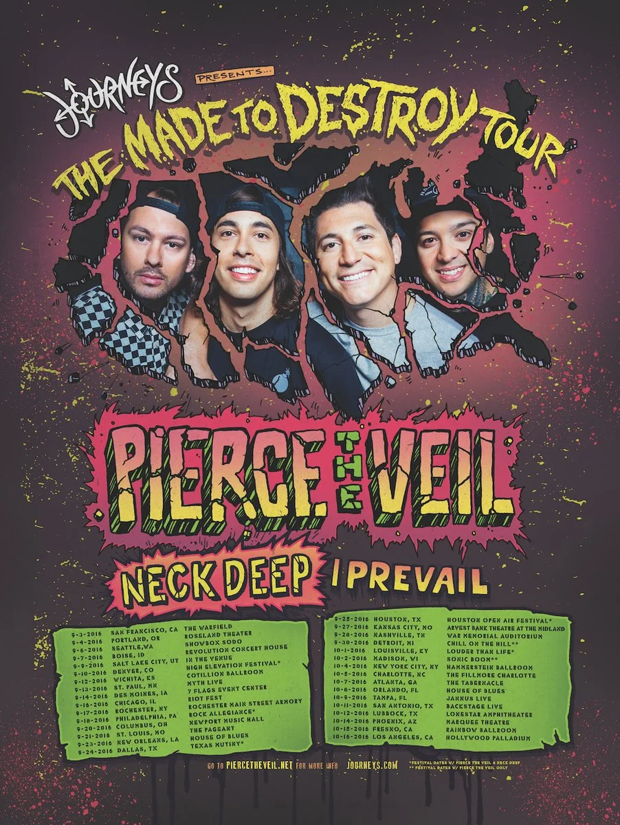 Official Artwork/tour poster for the "Made To Destroy Tour" sponsored by Journeys.