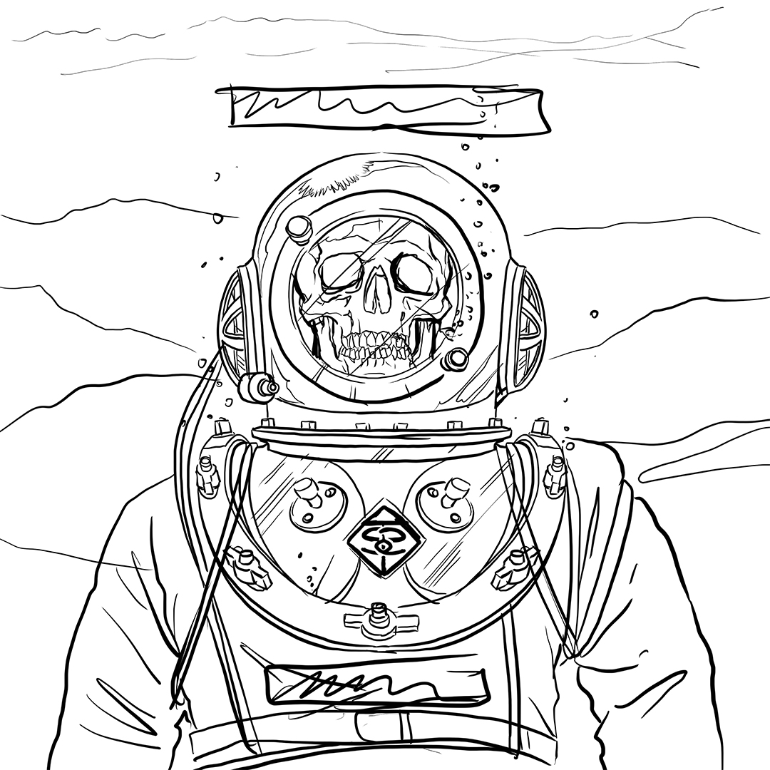 Here's a shot of the original sketch for the cover of SINK THE SWIM - " PERSEVERE".