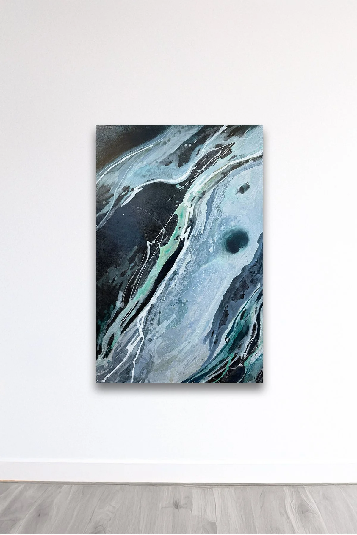   Before the Thaw,  2026 Acrylic, iridescent pigment, and spray paint on canvas 36 x 24 inches&nbsp;  $ 2,000 