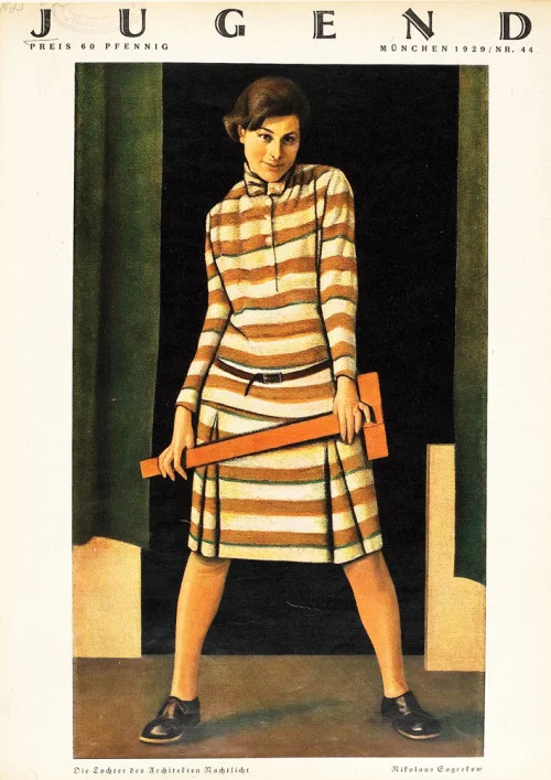 Nikolai Zagrekov, “Girl with the t-square” (portrait of Ursula Nachtlicht, daughter of the Jewish architect Leo Nachtlicht), cover image for Die Jugend 44, 1929