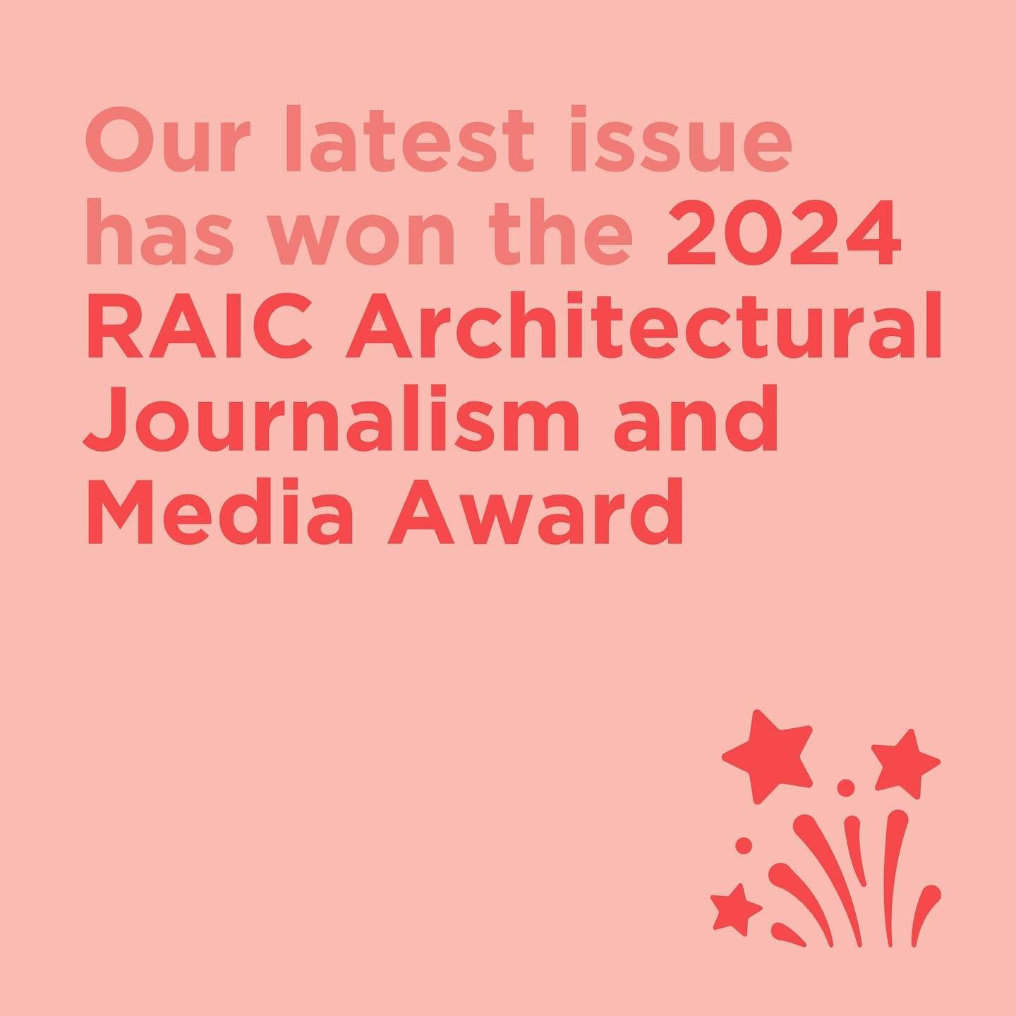 We are so excited to share that The Edit has been awarded the RAIC (Royal Architectural Institute of Canada) Architectural Journalism and Media Award! Check out all the articles on our website now 🎉