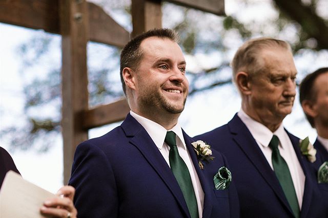 When she finally walks down that aisle, and his face lights up 🤩 .
.
.
#groom #mood #currentmood #weddingday #ceremony #happiestmanintheworld #groomsteam #groomattire #bestman #fatherofthegeoom #navysuit #navy #green #smile #loveisintheair #groomrea