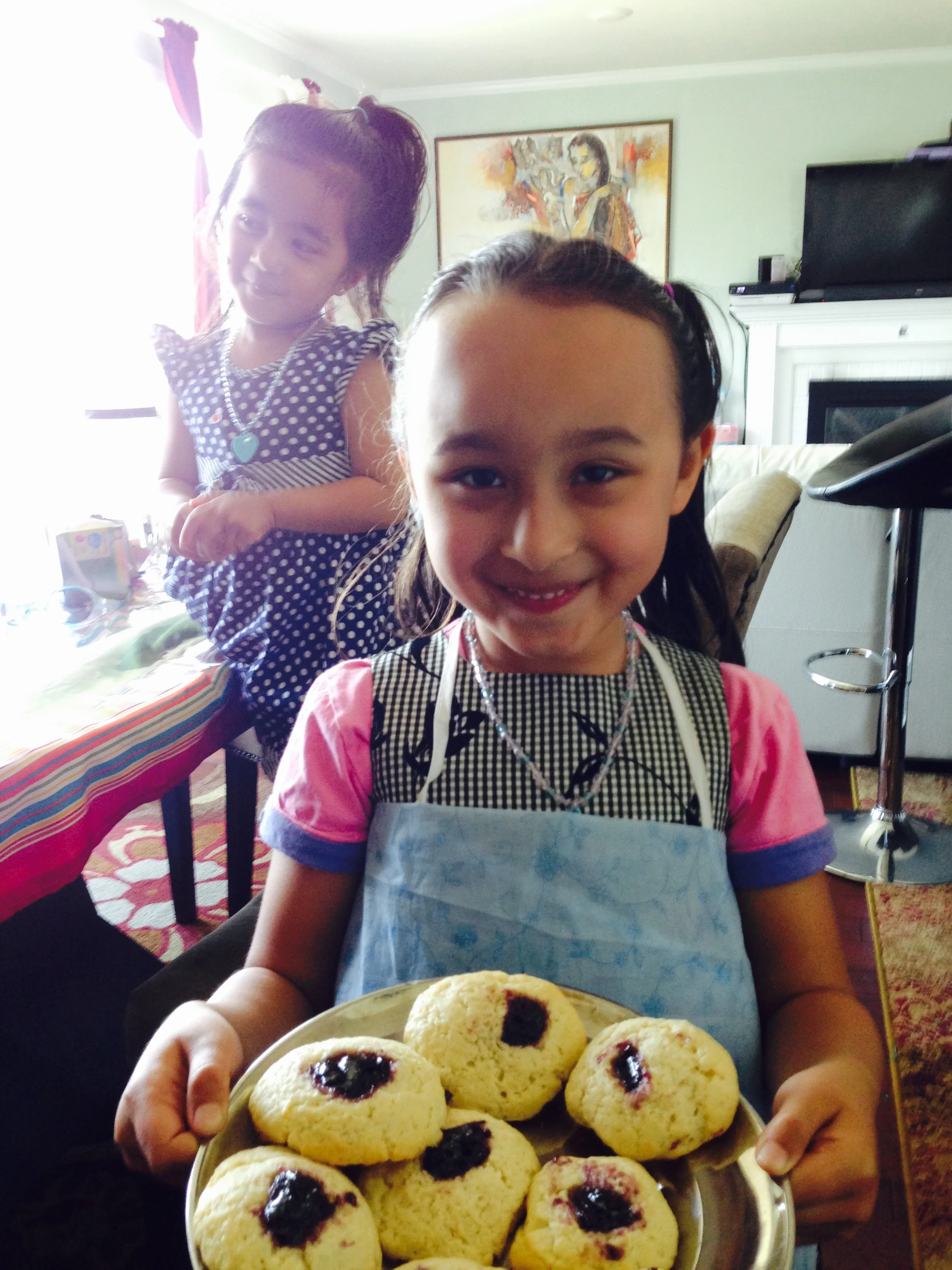 Our first ever cookies: thumbprint with jam