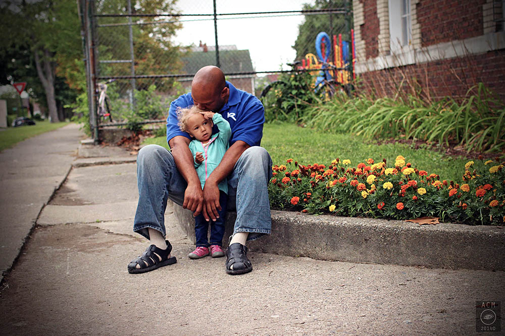   First day of school. Father and daughter.  