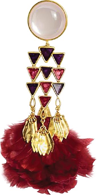 Tropical Creature Feather chandelier <br>earrings, Tory Burch (rivieregeorge.com)