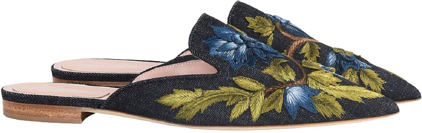 Mia Mule slip-ons in denim, Alberta Ferretti