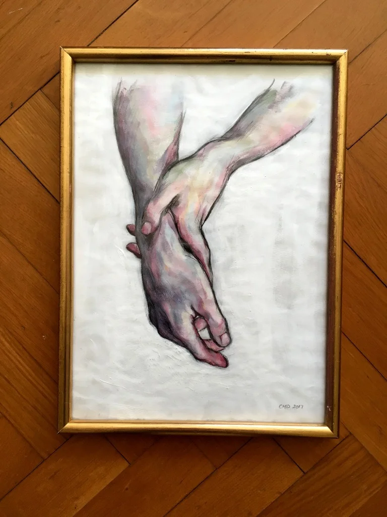 Clasped, Acrylic on Paper, 14.5x10.5”, 2018