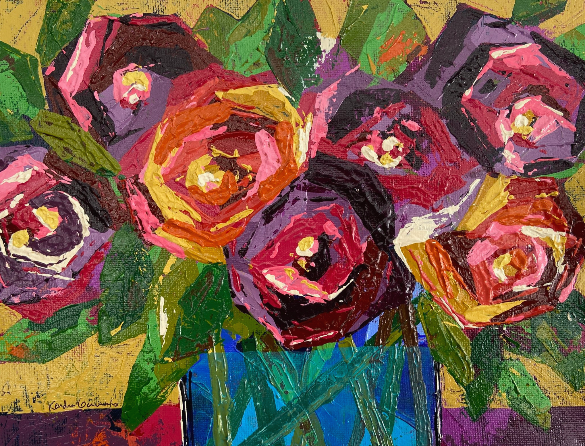 colorful flower bouquet painting 8x10