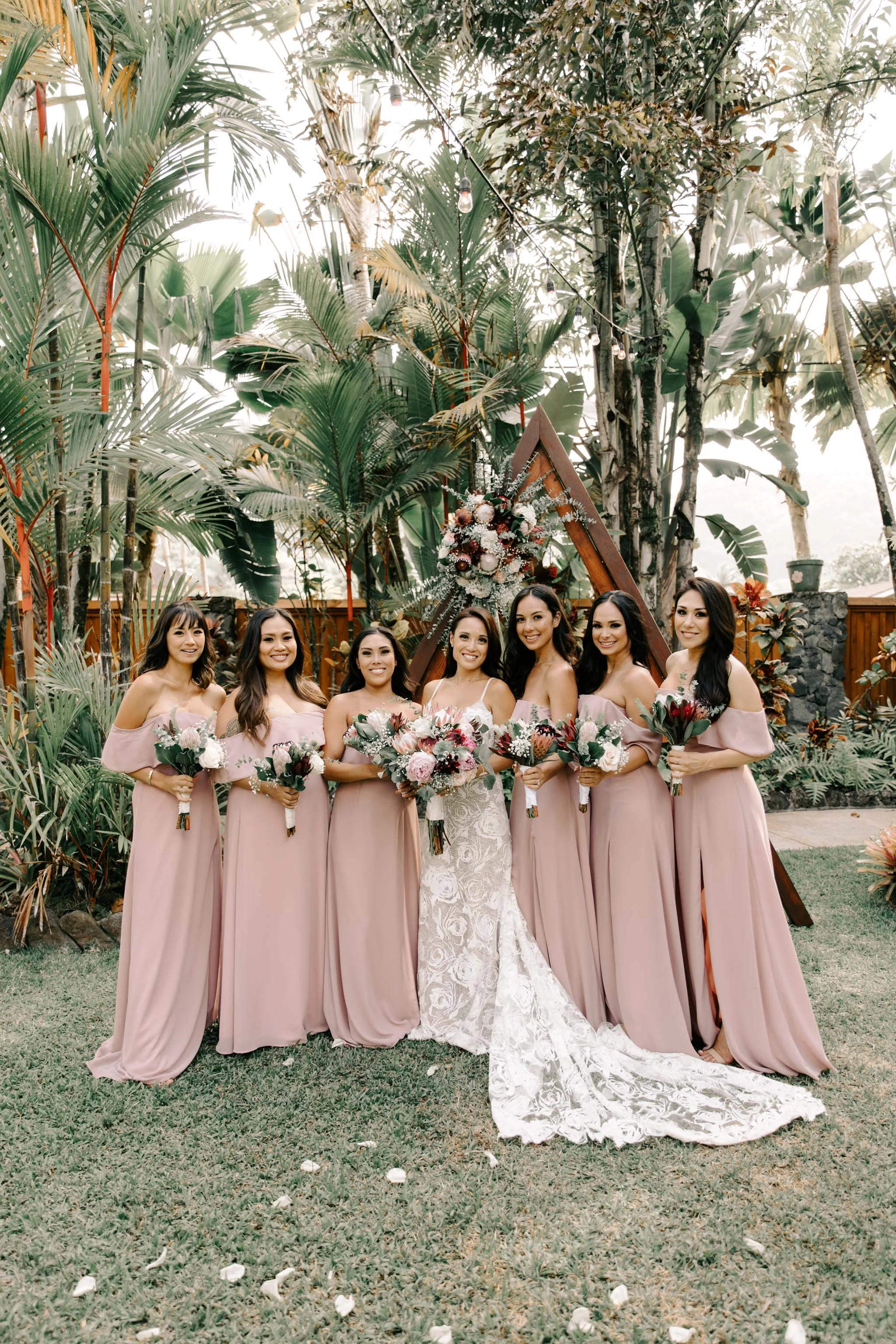 hawaiian themed bridesmaid dresses