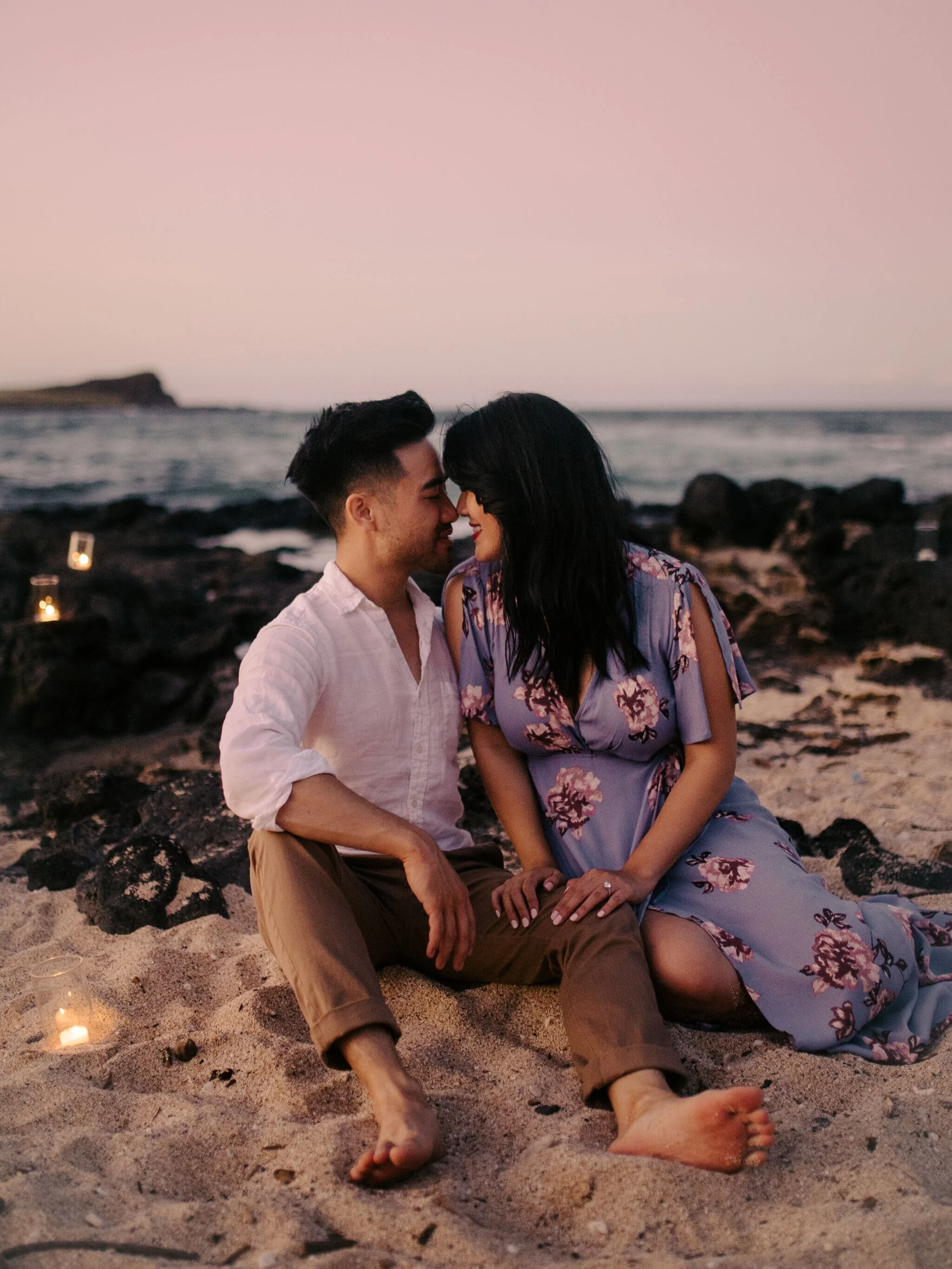 Romantic Beach Proposal in Oahu, Hawaii