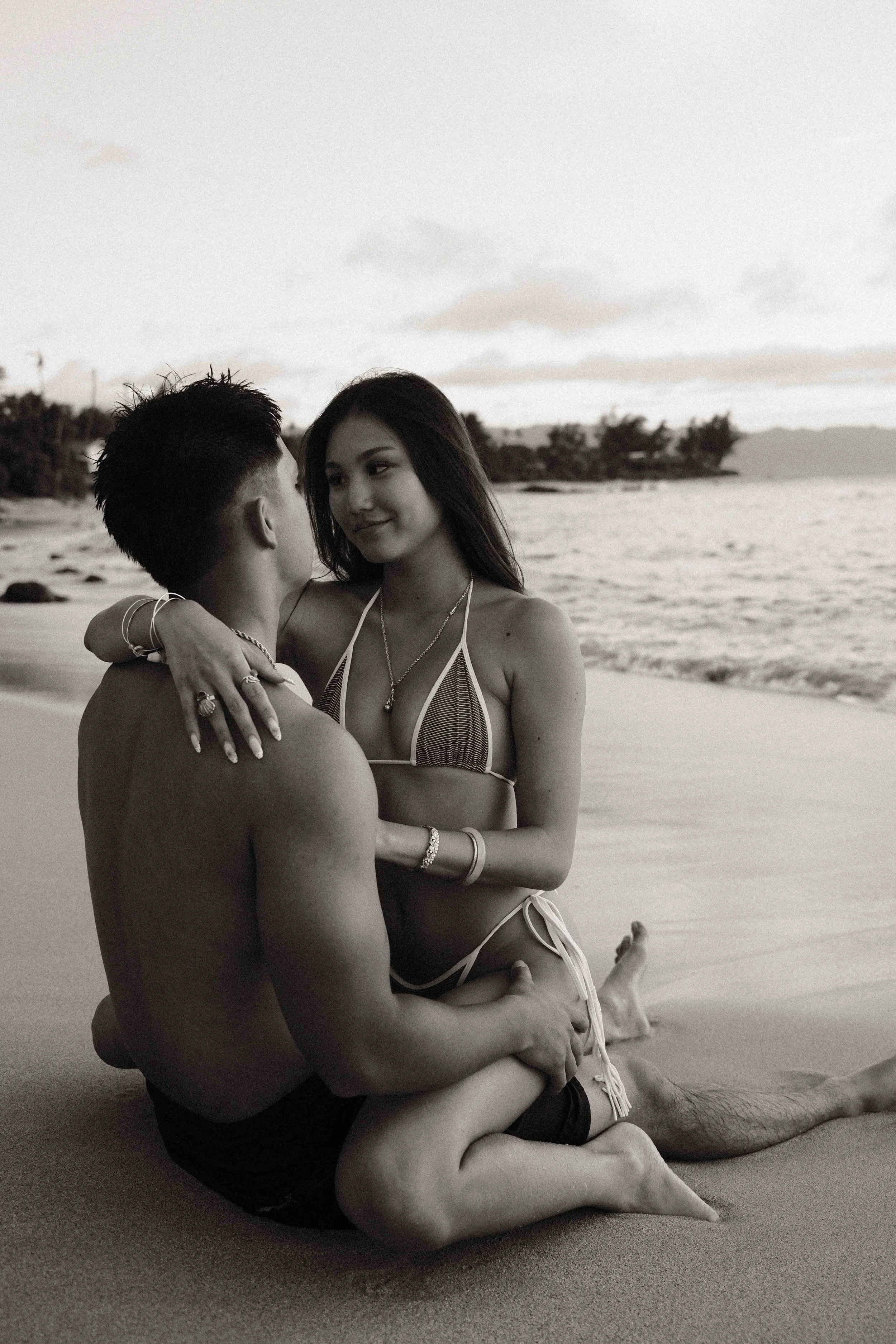 Hawaii Couples Point and Shoot Fujifilm Session at North Shore Beach by Oahu Photographer Desiree Leilani
